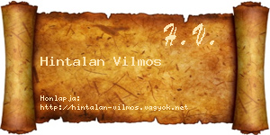 Hintalan Vilmos névjegykártya